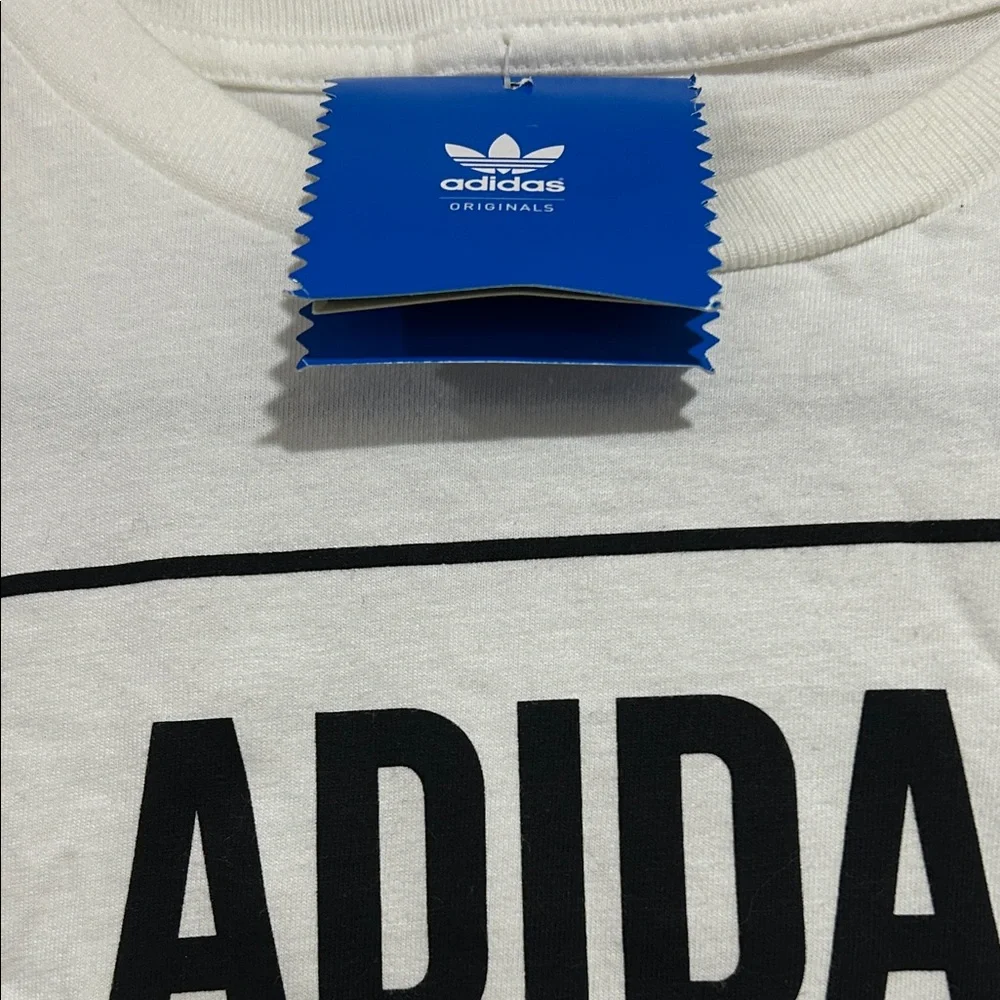 adidas White and Black Kids Short Sleeve Tee - Picture 2 of 3